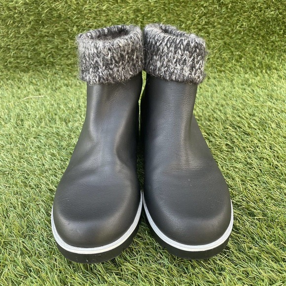 Adrienne Vittadini Sport Womens Trapeza Black Ankle Boots Faux Fur Trim Size 9M - Picture 4 of 10